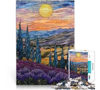 1000 Piece Jigsaws for teenagers Stained Glass Sunset Landscape Entspannungsspiele einzigartiges Herausforderungsspiel38x26cm