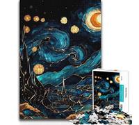 1000 Piece Jigsaws for Teenagers Starry Night Inspired Abstract Landscape Hand Speed Race Great Gift for And from 14 Years And over (size 38x26cm)