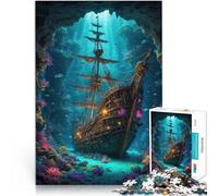 1000 Piece Jigsaws for teenagers Sunken Pirate Ship Challenging Game and Family Play Every Piece is Unique - Challenging Family Fun Game 26x38cm