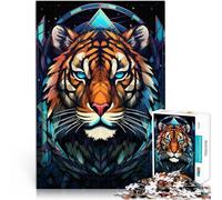 1000 Piece Jigsaws for teenagers Tiger Stained Glass learning educational toys 26x38cm Unique Home Decor and Gifts for and Age 14