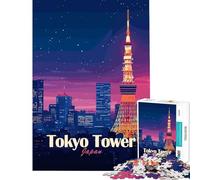 1000 Piece Jigsaws for Teenagers Tokyo Tower at Night Brain Intelligence Challenge Addictive Toys Fun Games Improve Memory Art Work Gifts (Size 38x52cm)