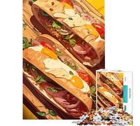 1000 Piece Jigsaws for Teenagers Two Delicious Sandwiches on Wooden Board for Educational Game Challenge Toy Relaxing Games Stress Reliever Art Work Gifts (size 38x26cm)