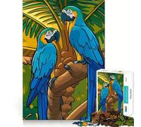 1000 Piece Jigsaws for Teenagers Two Macaws on A Branch Tight Fit Play Focus Fun Game Leisure Fun Time Christmas Wall Art (50x75cm)