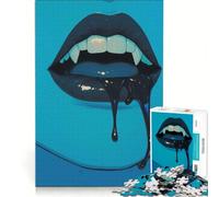 1000 Piece Jigsaws for Teenagers Vampire Lips with Dripping Blood Toy Wall Decor Enhance Memory Unique Gifts for Birthday And Christmas 38x26cm
