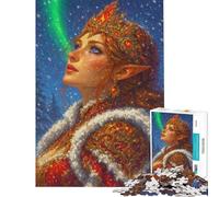 1000 Piece Jigsaws for Teenagers Winter Elf Queen with Aurora for Educational Game Challenge Toy Relaxing Games Stress Reliever Art Work Gifts (size 38x26cm)