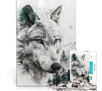 1000 Piece Jigsaws for teenagers Wolf Double Exposure Stressabbau-Spielzeug denn eignet sich ideal als Geschenk für die ganze Familie38x26cm
