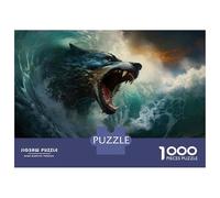 1000 Piece Jigsaws for Teenagers Wolf in The Ocean Wave Puzzle for Adults Hands-on Game Difficult Challenge Educational Challenge 38x26cm/1000pcs