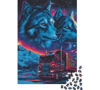 1000 Piece Jigsaws for Teenagers Wolf Truck Art Print Puzzles for Adults Hands-on Game Presents for Women Gifts for Friends And Family 38x26cm/1000pcs