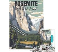 1000 Piece Jigsaws for Teenagers Yosemite National Park Poster Challenging To Complete Perfect Decoration Relax Games for And 14 Years And over (38x26cm)