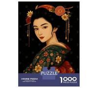 1000 Piece Jigsaws Geisha Portrait with Floral Kimono Puzzle for Adults Toy Wall Decor Difficult Challenge Deal As Gifts for The Whole Family 52x38cm/1000pcs