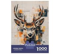 1000 Piece Jigsaws Geometric Deer Portrait Puzzle for Adults Toy Wall Decor Difficult Challenge Deal As Gifts for The Whole Family 70x50cm/1000pcs