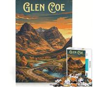 1000 Piece Jigsaws Glen Coe, DIY Toys, Difficult Challenge, with Fully Interlocking Randomly Shaped Pieces 38x26cm