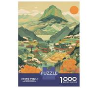 1000 Piece Jigsaws Green Tone Japanese Villag Puzzle for Adults Toy Wall Decor Difficult Challenge Deal As Gifts for The Whole Family 52x38cm/1000pcs