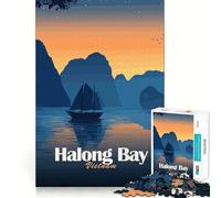 1000 Piece Jigsaws Halong Bay, Vietnam at Sunset Ideal Cut Decor Cognitive Play Gift Easy Time Play Birthday Game Gift (38x52cm)