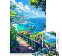 1000 Piece Jigsaws Hawaii Tropical Pixel Art Tight Fit Piece Mind Skill Fun Cozy Fun Time Xmas Leisure Gift (50x75cm)