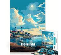 1000 Piece Jigsaws Helsinki Finland Travel Poster Ideal Cut Decor Cognitive Play Gift Easy Time Play Birthday Game Gift (38x52cm)