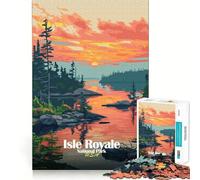 1000 Piece Jigsaws Isle Royale National Park Sunset Clean Joint Game Smart Play Gift Relax Play Time Xmas Decor Gift (50x75cm)