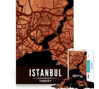 1000 Piece Jigsaws Istanbul Map Wood Style Ideal Cut Decor Cognitive Play Gift Easy Time Play Birthday Game Gift (50x75cm)