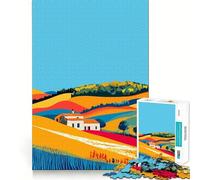 1000 Piece Jigsaws Italy Tuscan Hills Minimalist Art Clean Joint Game Smart Play Gift Relax Play Time Xmas Decor Gift (38x26cm)