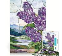 1000 Piece Jigsaws Lilac Stained Glass Clean Joint Game Smart Play Gift Relax Play Time Xmas Decor Gift (38x52cm)