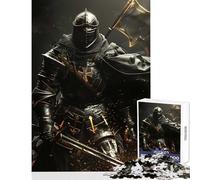 1000 Piece Jigsaws Medieval Knight in Dark Armor Puzzles for Teenagers Hand Speed Race Wishlist with Santa Claus Brainteaser Family Games (50x75cm)