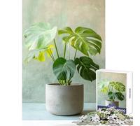 1000 Piece Jigsaws Monstera Plant in Concrete Pot Jigsaw Puzzles for Adults Stress Reliever Parent-child Interaction Learning Educational Toys (38x26cm)