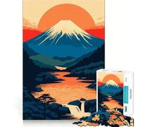 1000 Piece Jigsaws Mount Fuji Sunset Minimalist Art Clean Joint Game Smart Play Gift Relax Play Time Xmas Decor Gift (38x26cm)