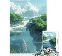 1000 Piece Jigsaws Mystical Flying Island Anti-Stress Toys Gift For Birthdays Educational Game with Matching Poster And Trivia Sheet Size 38x26cm