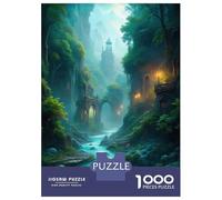1000 Piece Jigsaws Mystical River Landscape with Ancient Architecture Puzzle for Adults Toy Wall Decor Difficult Challenge Deal As Gifts for The Whole Family 52x38cm/1000pcs