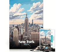 1000 Piece Jigsaws New York City Skyline Ideal Cut Decor Cognitive Play Gift Easy Time Play Birthday Game Gift (38x26cm)