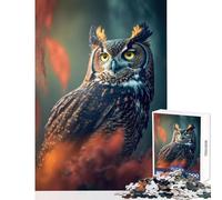 1000 Piece Jigsaws Owl Looks Into The Forest Jigsaw Puzzles for Adults Stress Reliever Parent-child Interaction Learning Educational Toys (50x75cm)