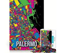 1000 Piece Jigsaws Palermo City Map Art Clean Joint Game Smart Play Gift Relax Play Time Xmas Decor Gift (50x75cm)