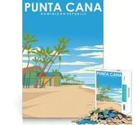 1000 Piece Jigsaws Punta Cana Beach Travel Poster Clean Joint Game Smart Play Gift Relax Play Time Xmas Decor Gift (38x26cm)