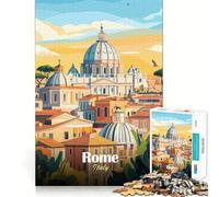1000 Piece Jigsaws Rome Cityscape Illustration Clean Joint Game Smart Play Gift Relax Play Time Xmas Decor Gift (50x75cm)