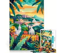 1000 Piece Jigsaws Rome Italy Tropical Mediterranean Scenery Minimalist Abstract Art Illustration Ideal Cut Decor Cognitive Play Gift Easy Time Play Birthday Game Gift (50x75cm)