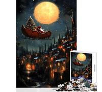 1000 Piece Jigsaws Santa's Christmas Flight Christmas Jigsaw Puzzles for Adults Stress Reliever Parent-child Interaction Learning Educational Toys (50x75cm)