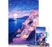 1000 Piece Jigsaws Santorini Evening Stars Smooth Edge Play Focus Fun Game Cozy Time Play Birthday Game Gift (50x75cm)