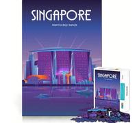 1000 Piece Jigsaws Singapore Marina Bay Sands Smooth Edge Play Focus Fun Game Cozy Time Play Birthday Game Gift(38x26cm)