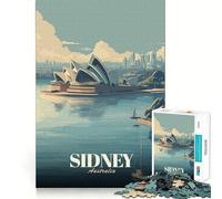 1000 Piece Jigsaws Sydney Opera House Travel Poster Smooth Edge Play Focus Fun Game Cozy Time Play Birthday Game Gift (50x75cm)