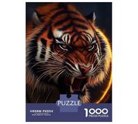 1000 Piece Jigsaws Tiger Angry Animal Roar Puzzle for Adults Toy Wall Decor Difficult Challenge Deal As Gifts for The Whole Family 52x38cm/1000pcs