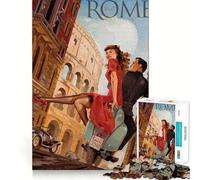 1000 Piece Jigsaws Travel to Rome Smooth Edge Play Focus Fun Game Cozy Time Play Birthday Game Gift(38x26cm)