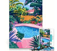 1000 Piece Jigsaws Tropical Poolside Paradise Hawaii Theme Art Smooth Edge Play Focus Fun Game Cozy Time Play Birthday Game Gift (50x75cm)