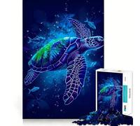 1000 Piece Jigsaws Turtle Watercolor Animal Smooth Edge Play Focus Fun Game Cozy Time Play Birthday Game Gift(38x26cm)