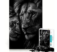 1000 Piece Jigsaws Two Cuddling Lions Poster Smooth Edge Play Focus Fun Game Cozy Time Play Birthday Game Gift(38x26cm)