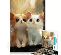 1000 Piece Jigsaws Two Cute Kittens Smooth Edge Play Focus Fun Game Cozy Time Play Birthday Game Gift(38x26cm)
