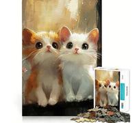 1000 Piece Jigsaws Two Cute Kittens Smooth Edge Play Focus Fun Game Cozy Time Play Birthday Game Gift (50x75cm)