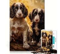 1000 Piece Jigsaws Two English Springer Spaniels in Autumn Forest Smooth Edge Play Focus Fun Game Cozy Time Play Birthday Game Gift (38x52cm)