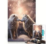 1000 Piece Jigsaws Two Wolves in Love Smooth Edge Play Focus Fun Game Cozy Time Play Birthday Game Gift (50x75cm)