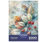 1000 Piece Jigsaws Watercolor Leaves And Berries Illustration Puzzle for Adults Toy Wall Decor Difficult Challenge Deal As Gifts for The Whole Family 70x50cm/1000pcs