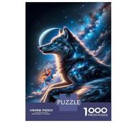 1000 Piece Jigsaws Wolf Galaxy Fantasy Art Print Puzzle for Adults Toy Wall Decor Difficult Challenge Deal As Gifts for The Whole Family 38x26cm/1000pcs